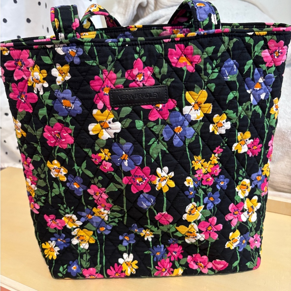 Vera Bradley Black Tote with Colorful Floral Pattern